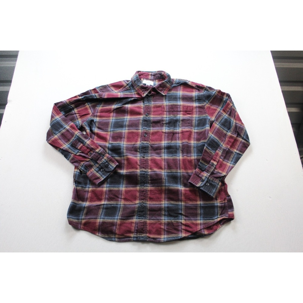 Croft & Barrow Men Blue Flannel Shirt Long Sleeve Collared Size Large